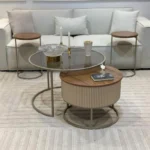 طقم طاولتين متداخله مع 6خدمه