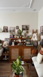 ركن قهوة خشب طبيعي مع الرتان